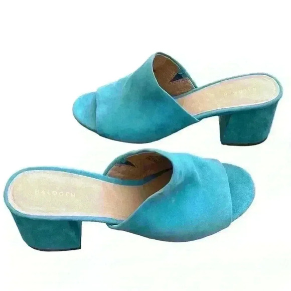 HALOGEN Chunky Heel Aqua Marine Blue Suede size 8.5​ - Picture 3 of 7